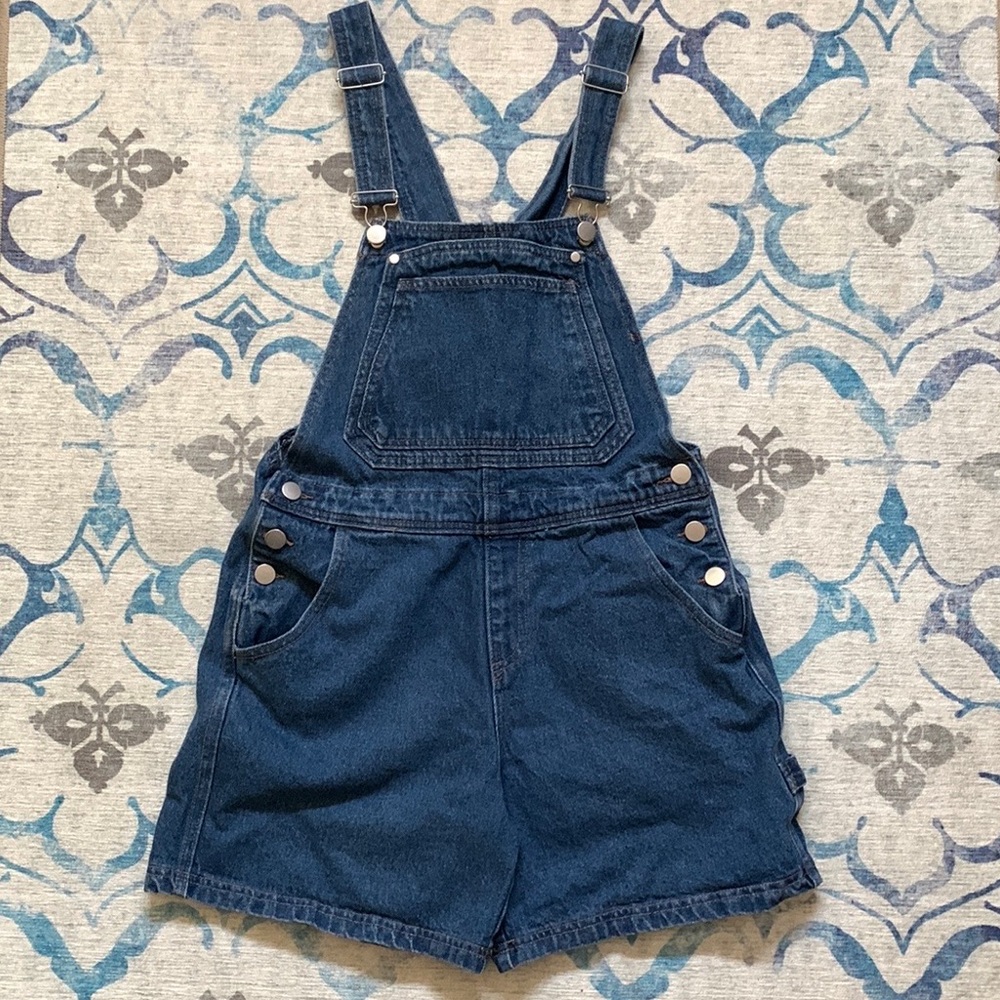 Denim overall shorts